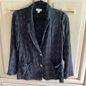 J Jill embroidered crochet blazer